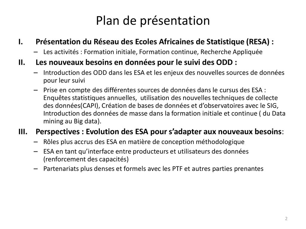 Les initiatives des Ecoles de statistique africaine ppt télécharger